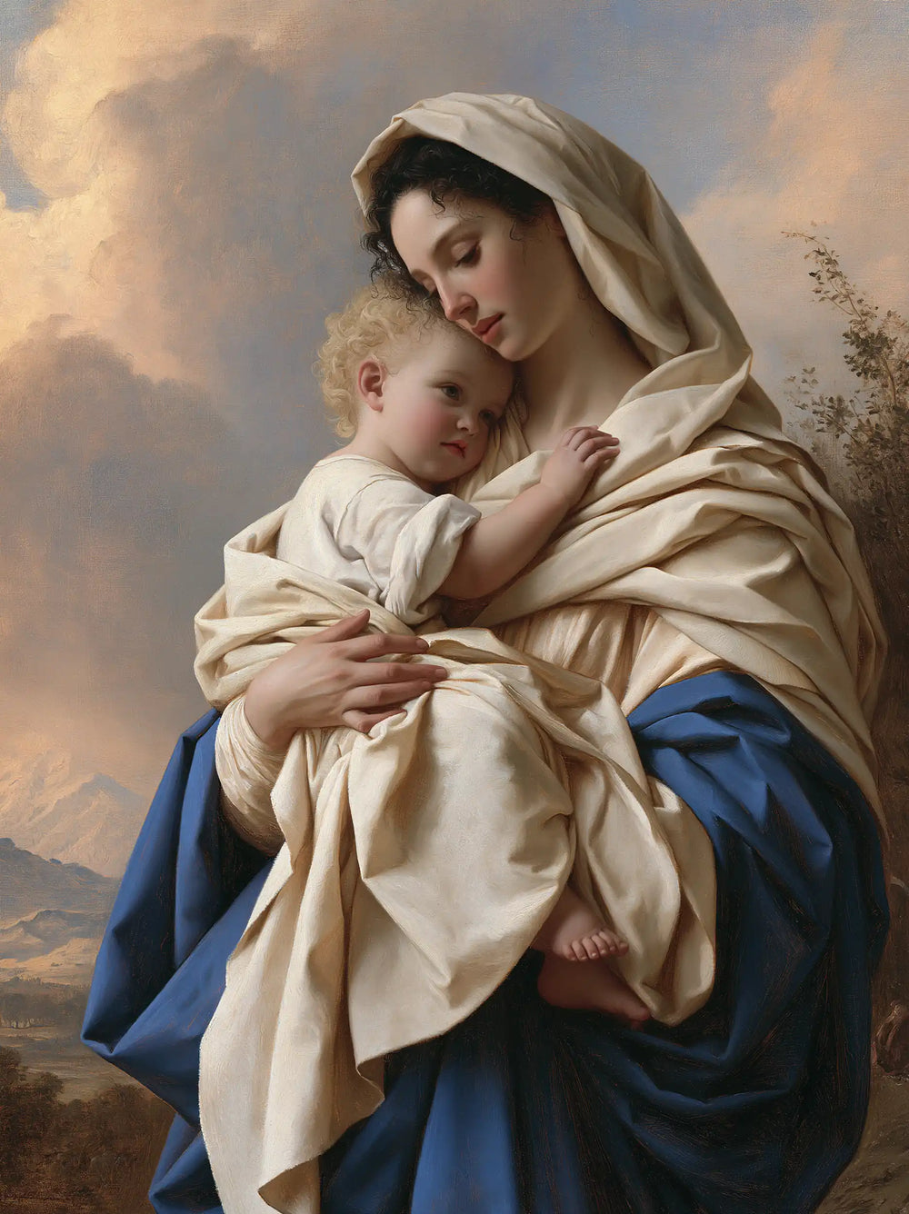the Virgin Mary with the Child Jesus in Florentine Renaissance style, portrait Christian artwork no. 34