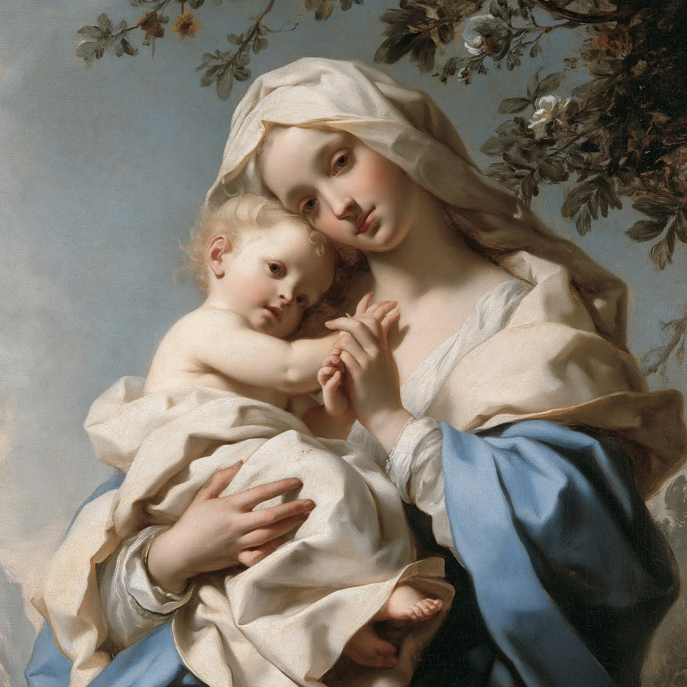 the Virgin Mary with the Child Jesus in Florentine Renaissance style, square Christian artwork no. 4