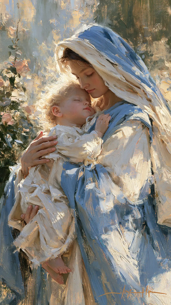 The Virgin and Child — Rest Beneath Silvery Leaves