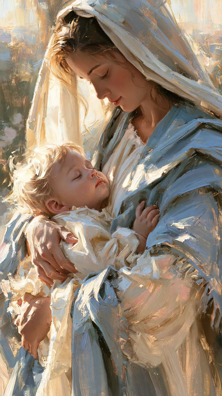 The Virgin and Child — The Gaze Beneath the Veil’s Light