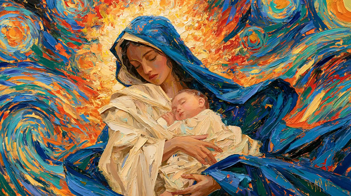 The Virgin and Child — Golden Rest Within the Cobalt Mantle