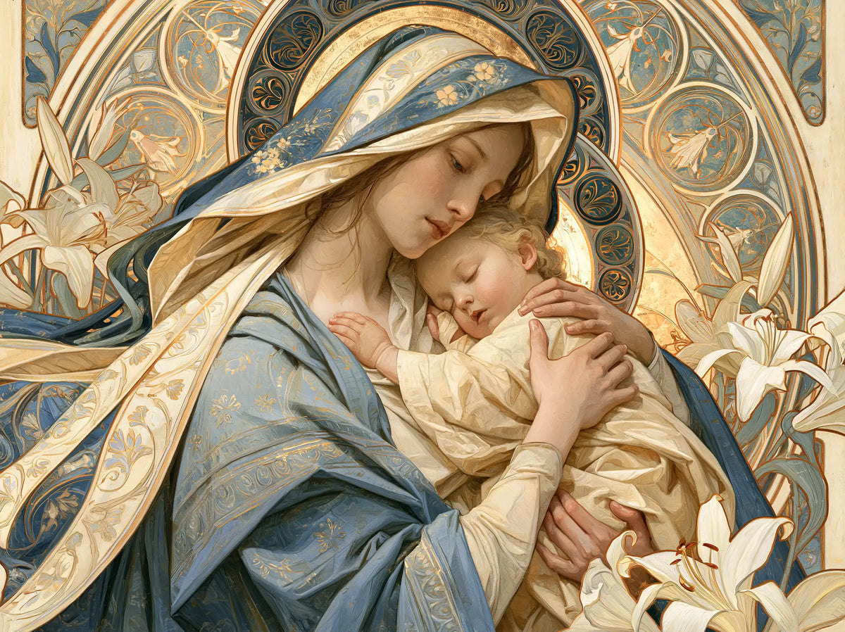 The Virgin and Child — The Cradle Beneath the Star-Strewn Veil