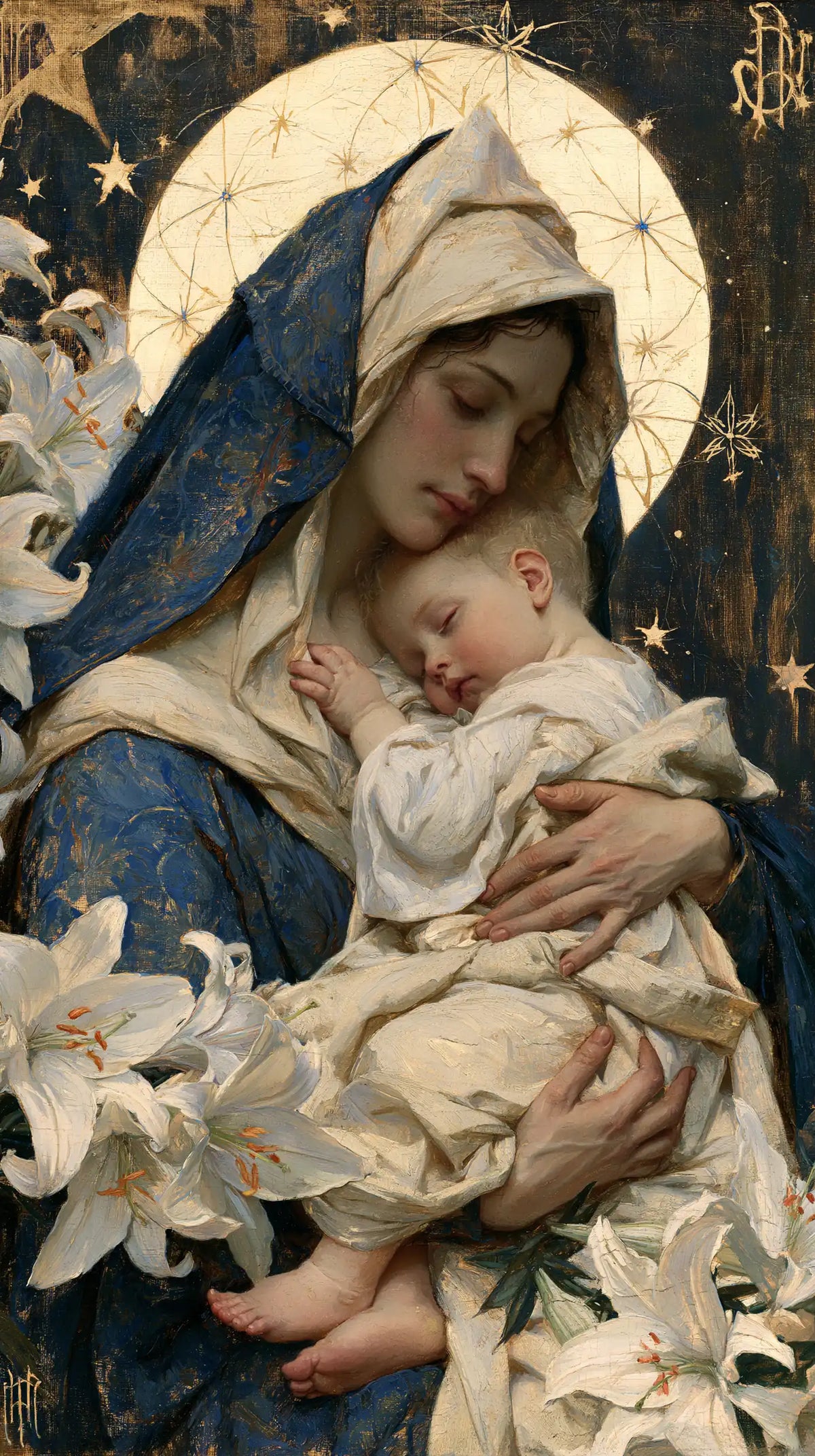 The Virgin and Child — Little Feet Beneath the Ivory Moon