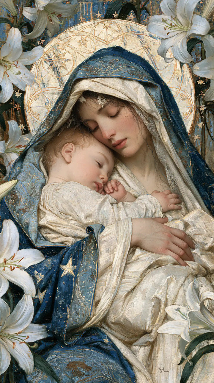The Virgin and Child — Rest in the Lily Garland