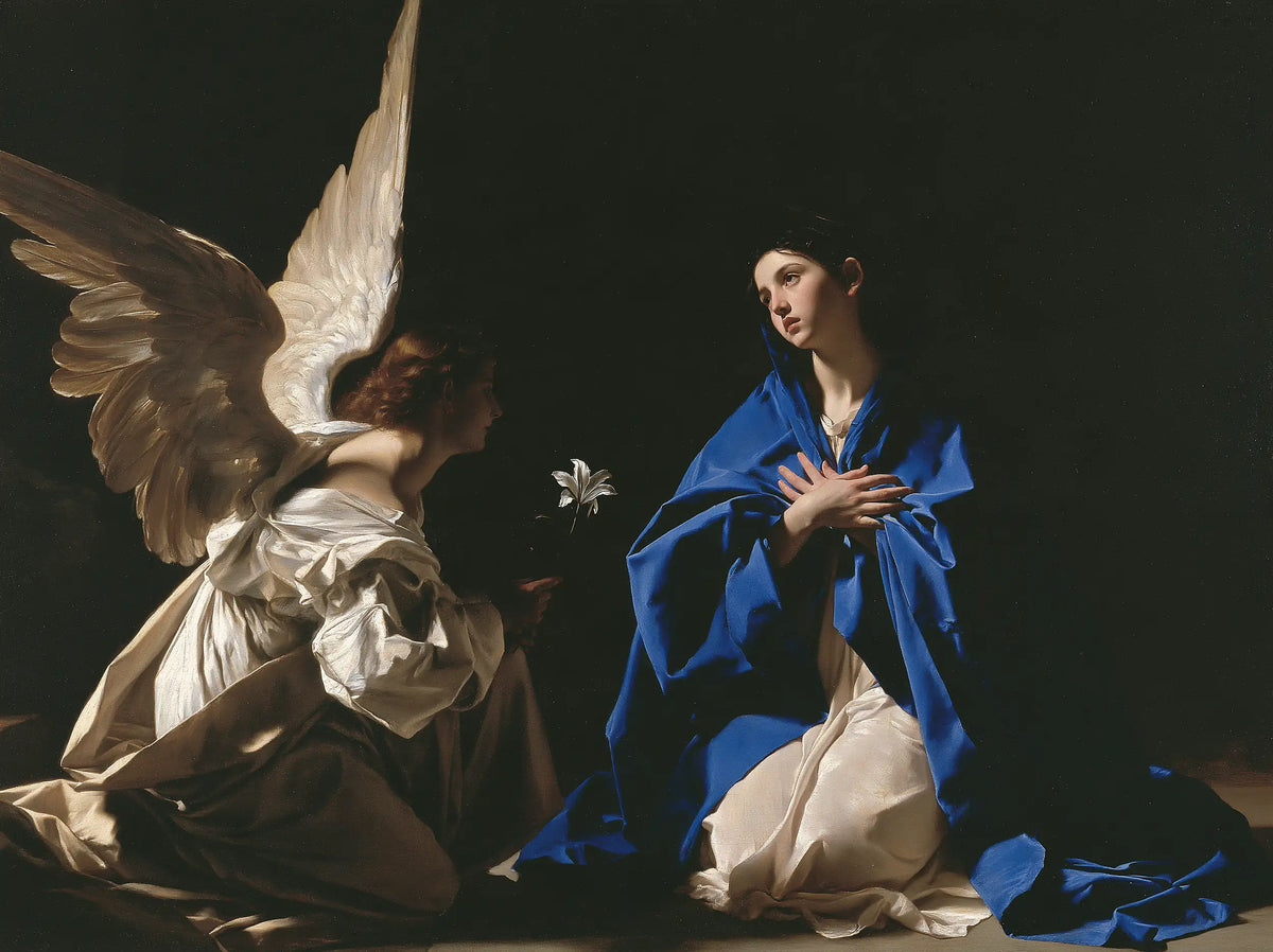 The Winged Message in Isolated Light – Caravaggio-Inspired Tenebrist Art · Landscape